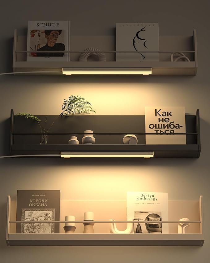 ASOKO Motion Sensor Dimmable Led Under Cabinet Lighting,12 inches Plug in Led Counter Light Bars, 2700K Warm White Light Bar for Kitchen/Closet/Wardrobe/Shelf/Desk/Display Case