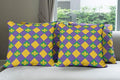 Ambesonne New Orleans Throw Pillow Cushion Case Pack of 4, Mardi Gras Themed Rhombuses with Fleur De Lis Motifs Classic Geometry, Modern Accent Double-Sided Digital Printing, 18", Violet Yellow