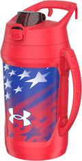 Under Armour Half Gallon Water Bottle Insulated, 64oz Insulated Water Bottle with Handle, Fence Hook, Leak Resistant, for Baseball, Football & More, Red Americana
