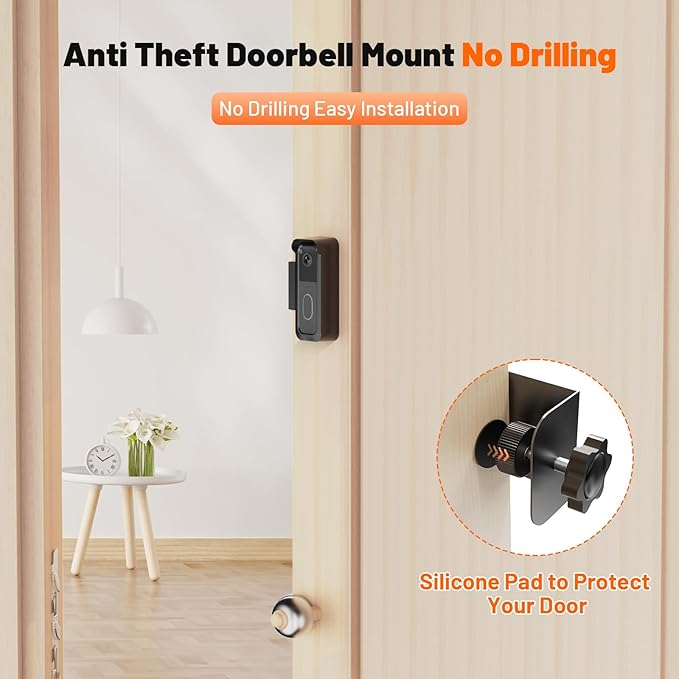 Blink Doorbell Mount, 2nd Gen Anti-Theft Blink Doorbell Camera Mount No Drilling with Rain Cover, Fit for Blink Video Doorbell 1st & 2nd Gen, No Block Sensor & Night Vision
