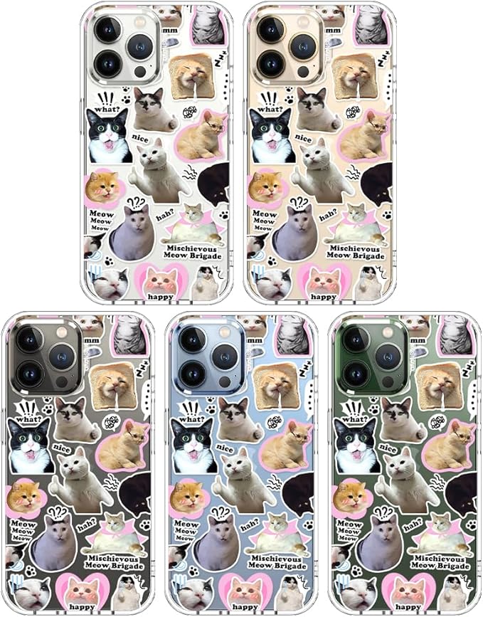 MOSNOVO Case for iPhone 13 Pro Max, [Buffertech 6.6ft Military-Grade Drop Protection] [Anti Peel Off Tech] Clear TPU Bumper Phone Case Cover Design - The Cat Brigade