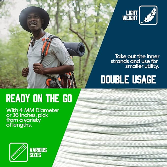 Paracord Planet Solid Color 550lb Paracord – 7 Strand Type III Nylon Cord for Indoor and Outdoor Tasks – Walnut (50 ft)
