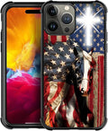 for iPhone 15 Pro Max Case, Red American Flag Horse Cross Pattern Graphic Design Girl Boy Soft Silicone Hard Acrylic Shock Protection for iPhone 15 Pro Max