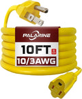 10ft Yellow Outdoor Extension Cord Waterproof, UL Listed, 10/3 SJTW Heavy Duty 3 Prong, 10 Gauge 15A Power Ideal for Indoor Outdoor Lights, Appliances, and Lawn