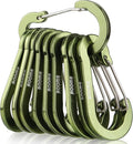 Booms Fishing CC5 Multi-Use Carabiner Clips, 10 Pack 2.7" Small Caribeener Clips, Mini Keychain Aluminum Caribeaner Clip