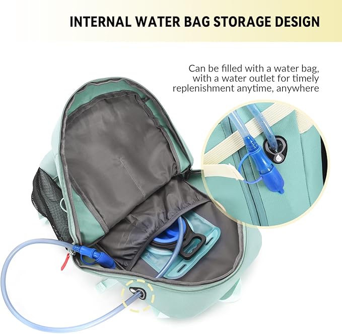 Bseash 40L Waterproof Hiking Backpack with Rain Cover, Outdoor Sport Travel Bag Daypack for Camping Climbing Skiing Cycling (Greenish-blue)