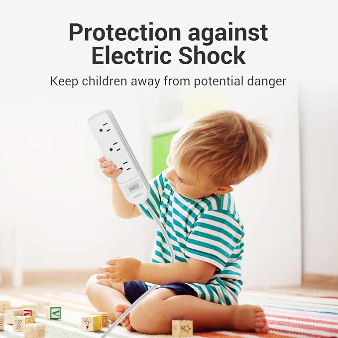 Outdoor Power Strip Waterproof IPX6 Surge Protector with 10 FT Extension Cord 3 Widely Outlets Overload Protection Shockproof Flat Plug Wall Mountable for Outdoor/Indoor ETL,White