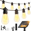 Minetom 79FT Solar String Lights Outdoor Waterproof, 24 LED S14 Shatterproof Bulb, Patio Lights with Remote Type-C Port Timable, 3 Light Modes Dimmable Solar String Lights for Outside, Yard, Camping