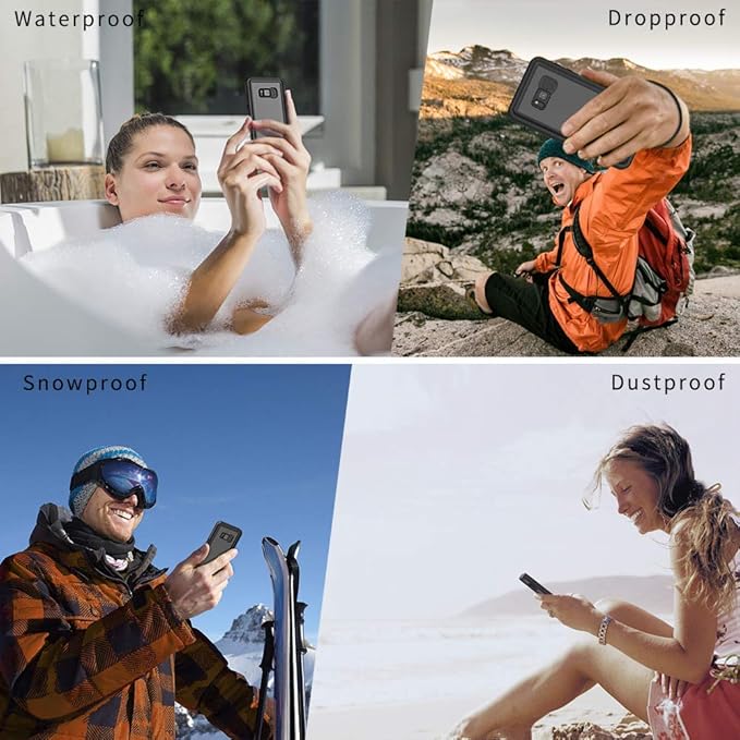 Lanhiem for Samsung Galaxy S8+ Plus Case, IP68 Waterproof Dustproof Case with Built-in Screen Protector, Rugged Full Body Shockproof Protective Phone Cover for Galaxy S8 Plus (Black)