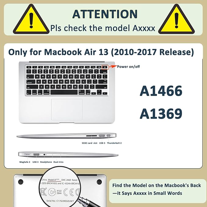 Hard Cover for MacBook Air 13 inch Case 2010-2017 Release (Model A1466 A1369),Pattern Design Protective Case & TPU Keyboard Cover for Apple Laptop Air 13.3",Retro World Map