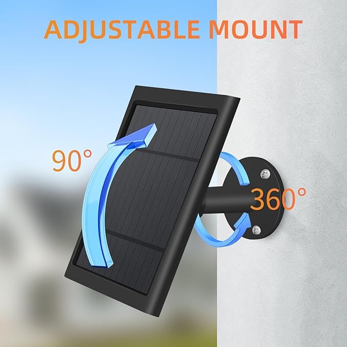 Paodekua 3 Pack 4W Solar Charger for Spotlight & Stick Up Outdoor Cam, Black, High Efficiency, 10FT/3M Long Cable with USB-C to Barrel Plug