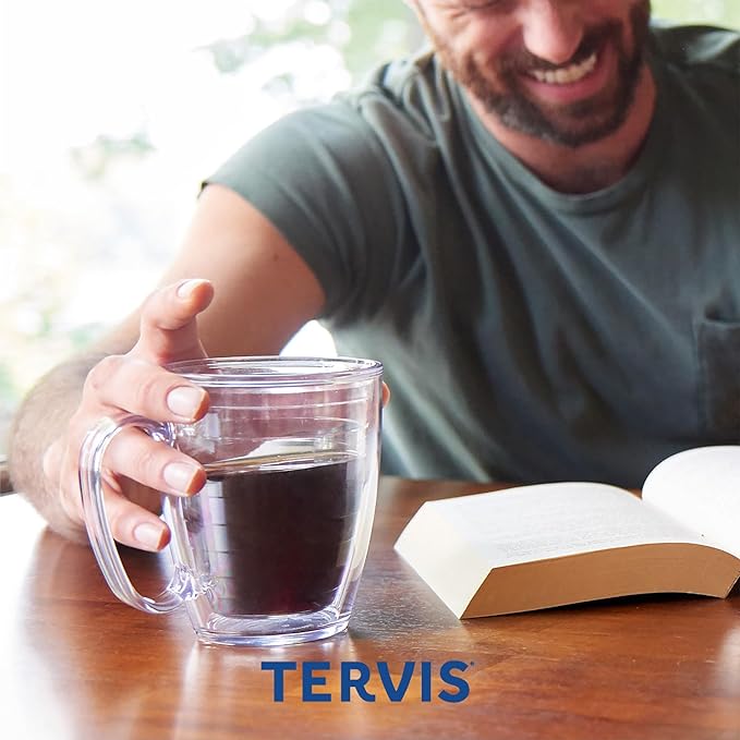 Tervis 16oz Clear Insulated Mug Collection - 4pk, Keeps Drinks Cold & Hot, Made in USA, BPA-free, Transparent, Reusable Coffee Cup