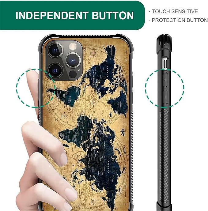 for iPhone 11 Pro Case, Brown World Map Pattern Made of Soft Silicone Hard Acrylic Shock Protection for iPhone 11 Pro
