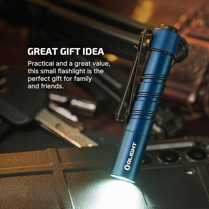 OLIGHT I3T 2 EOS Pocket EDC Flashlight, 200 Lumens Compact Bright Handheld Tactical Flash Lights, Dual-Output Tail Switch with AAA Battery and Two-Way Pocket Clip for Camping,Hiking (Midnight Blue)