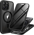 TIESZEN for iPhone 15 Pro Max Case, Compatible with MagSafe, Built-in Privacy Screen Protector and Camera Protection, Anti Spy Full Body Dustproof Shockproof Hard Phone Case 6.7", Black