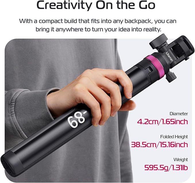 ULANZI MT-89 Extendable Tripod Aluminum, 82" Portable Adjustable Light Stand with 1/4" Screw Quick Release, Camera Phone Tripod for Camera Video Light Smartphone, Lightweight for Travel,Up Load 2.2LBS