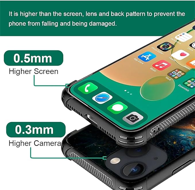 for iPhone 14 Plus Case, Star Cave Hungry Wolf Pattern Graphic Design Girl Boy Soft Silicone Hard Acrylic Shock Protection for iPhone 14 Plus