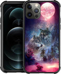 for iPhone 11 Pro Max Case, Star Two Wolfs Howling Pattern Graphic Design Girl Boy Soft Silicone Hard Acrylic Shock Protection for iPhone 11 Pro Max