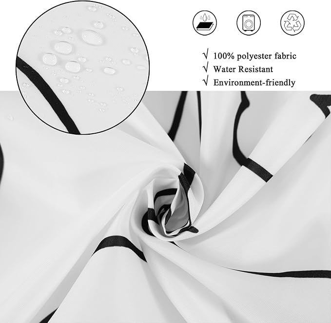 Cat Shower Curtain, Black and White Funny Cats Cute Sketching Kitten with Different Postures Bathroom Curtain Waterproof Fabric Machine Washable with Hooks, 72" Wx72 L