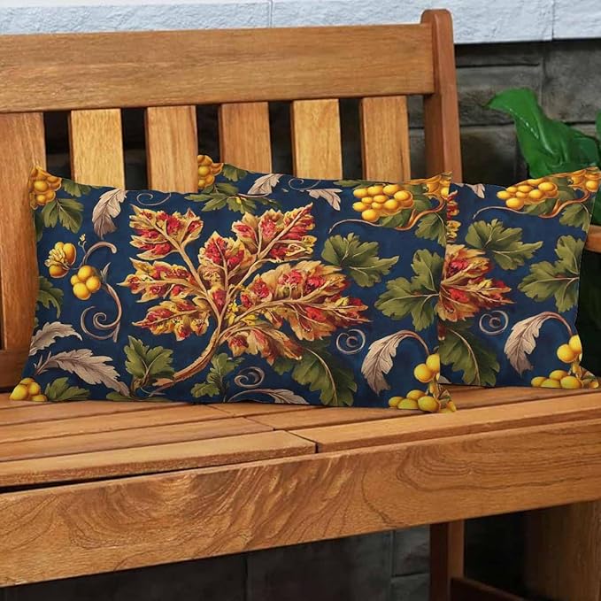 EKOBLA Paisley Floral Pattern Throw Pillow Case Cushion Cover Flowers Plant Intricate Twig Leaves Farmhouse Decorative Pillow Cases Cotton Linen 12x20 Inch Cushion Cover for Sofa Couch Decoration