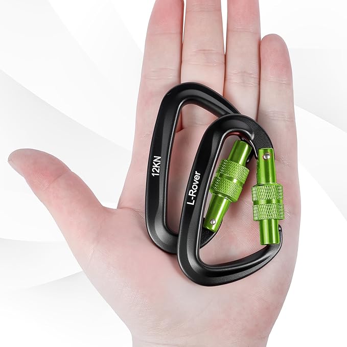 3 Heavy Duty Carabiner Clips 12kN (2697 lbs)-Lightweight Locking Carabiners for Securing Pets，Camping, Hiking, Hammock，Outdoor and Gym etc, Keychains& Utility