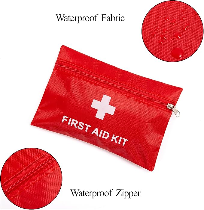 QCWN 12 Pack Empty First Aid Bag Mini Medical Kit Pouch Small Travel Emergency Survival Storage Bags for Car Home Hiking Camping Waterproof Red