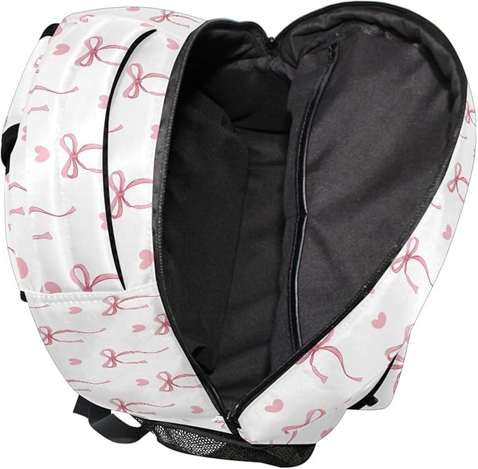 Wamika Pink Bow Girl Backpack Cute Heart Bowknot Ribbon School Backpack Kid Preschool Book Bag
