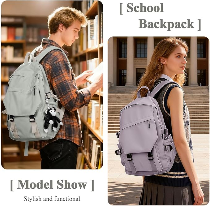 coowoz College Backpack Waterproof Black College Bags For Women Lightweight Travel Rucksack Casual Daypack Laptop Backpacks For Men Women(Pink Purple)