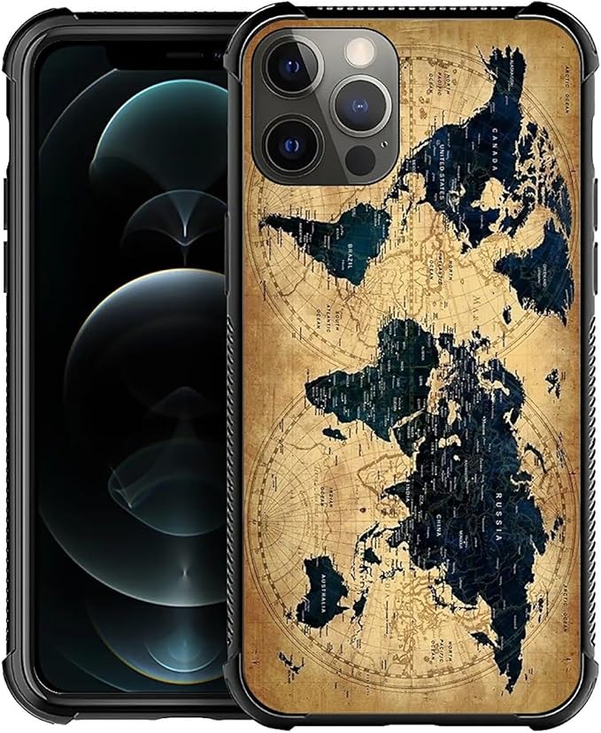 for iPhone 11 Pro Case, Brown World Map Pattern Made of Soft Silicone Hard Acrylic Shock Protection for iPhone 11 Pro