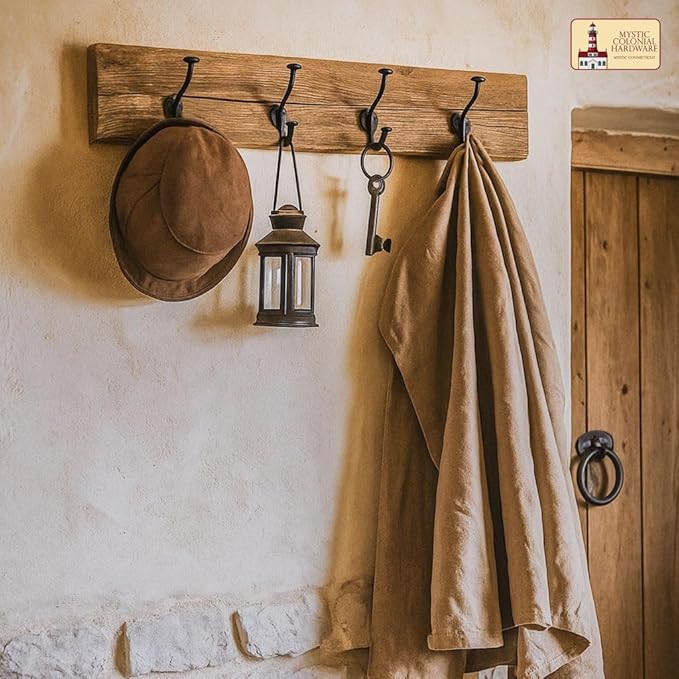 Mystic Colonial Cast Iron Wall Hooks – Set of 2 (4×3 in)