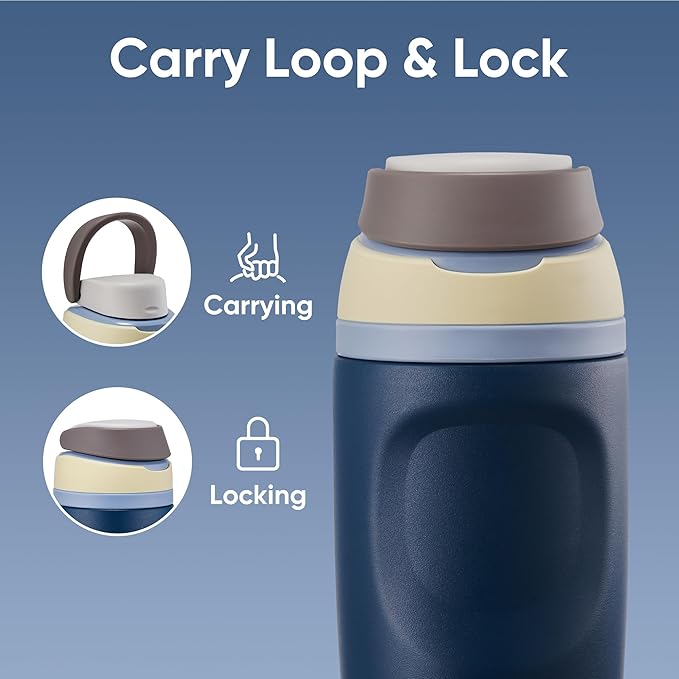 Fijinhom 24 oz Insulated Water Bottle,Stainless Steel Sports Water Bottle with Straw, Double Wall Vacuum Leak Proof, Cold for 24 Hours, BPA Free for Travel, Sport, Outdoor, Dark Blue