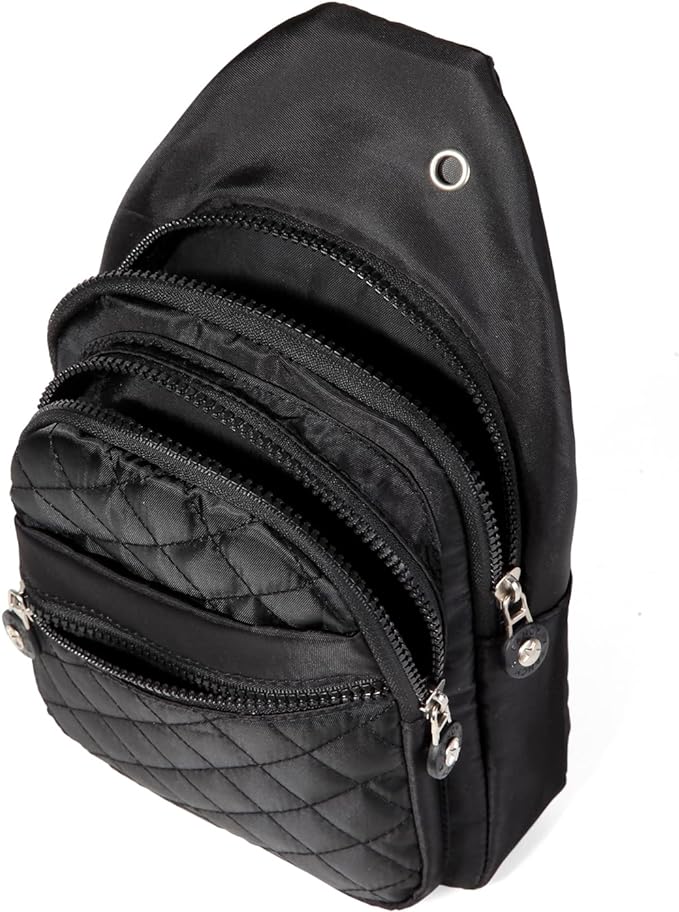 AOSTIHOT Crossbody Small Sling Backpack Sling Bag for Women, Chest Bag Daypack Crossbody for Travel Sport Running Hiking Dark Black