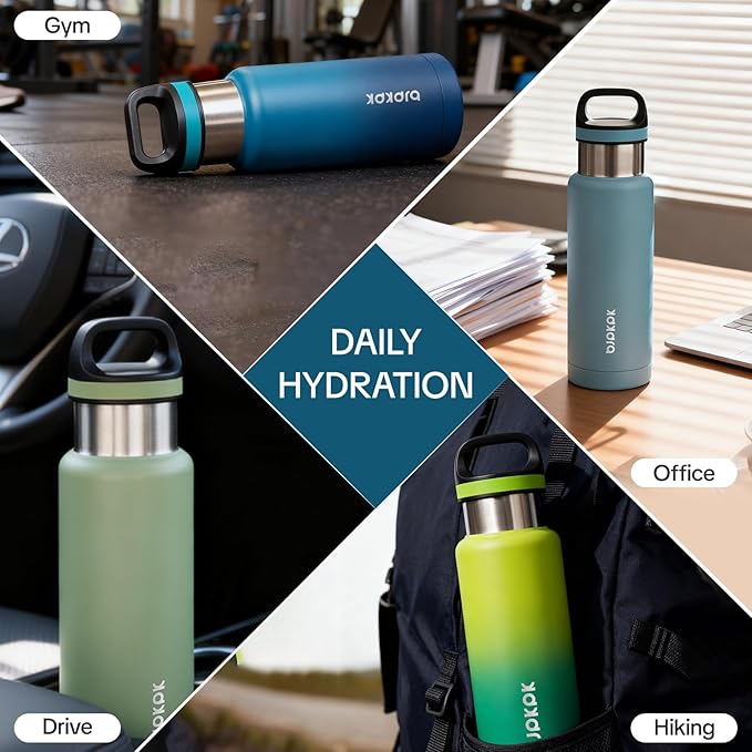 BJPKPK Insulated Water Bottle 32OZ Stainless Steel Water Bottle with Handle Double Walls Vacuum Insulated BPA Free Flask,Forest Green