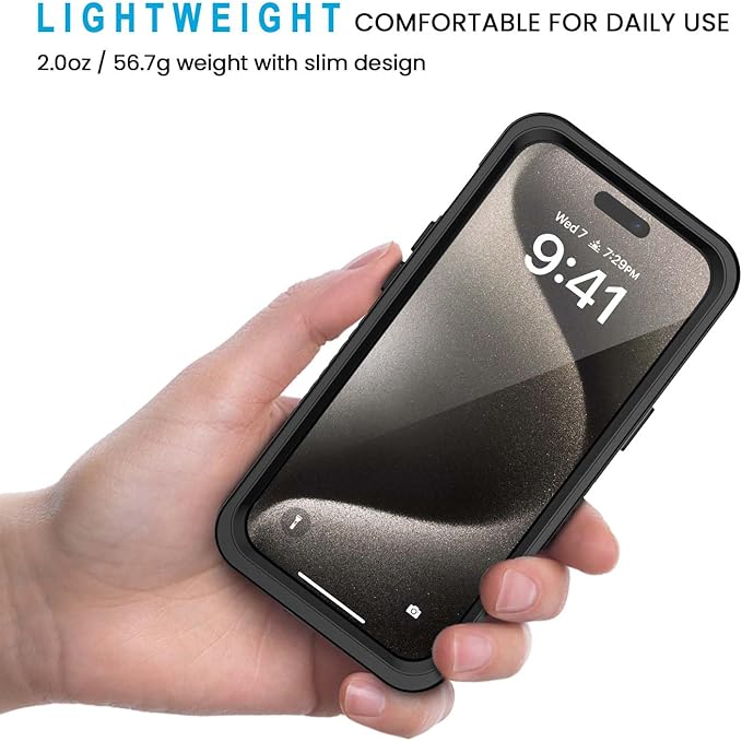 Lanhiem Magnetic for iPhone 15 Pro Max Case, Waterproof Shockproof Dustproof [Built in Screen Protector] [Compatible with MagSafe], 360 Full Body Phone Case for iPhone 15 Pro Max - 6.7” (Black)