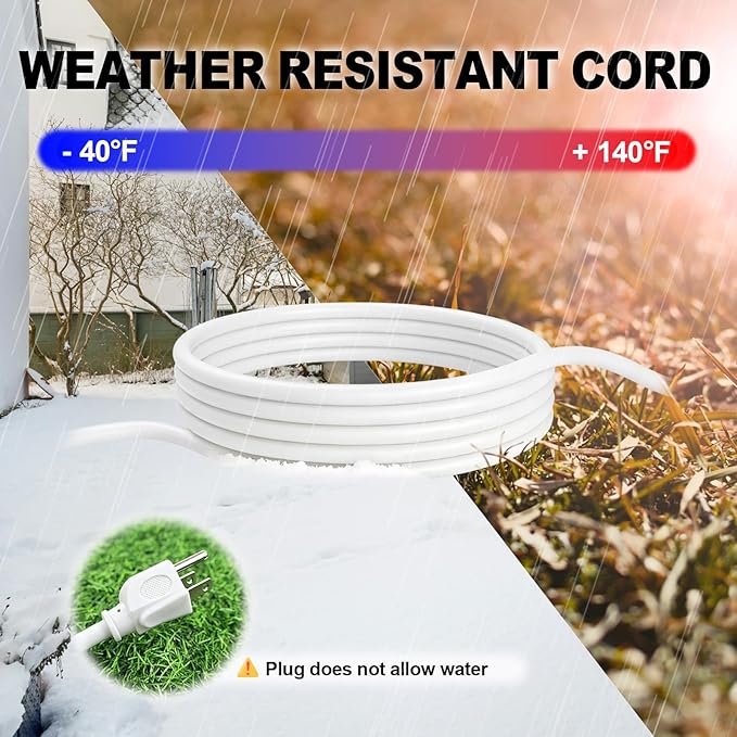 EP 25 Ft Outdoor Extension Cord with 3 Electrical Power Outlets - 16/3 SJTW White Cable with 3 Prong Grounded Plug for Safety Great for Christmas Lights, Garden and Major Appliances