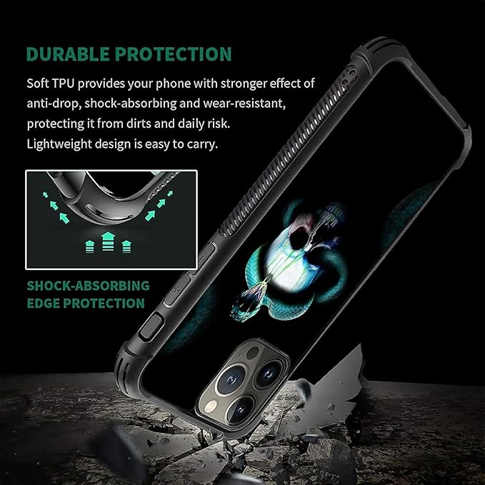 for iPhone 16 Pro Max Case, Skeleton Winding Snake Pattern Graphic Design Girl Boy Soft Silicone Hard Acrylic Shock Protection for iPhone 16 Pro Max