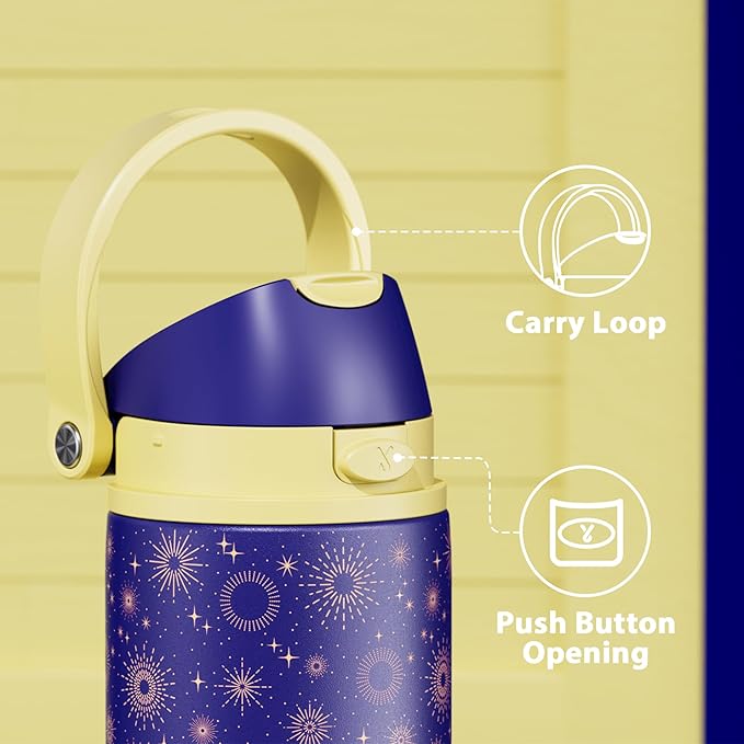24 oz Insulated Water Bottle for Men: Meoky Stainless Steel Water Bottle with 2-in-1 Straw and Spout Lid - Leak Proof, Cold for 24 Hours, Fits in Car Cup Holder, BPA-Free for Sports Travel, Destiny