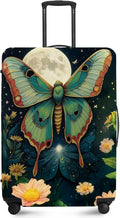 Moonlit Butterfly Flower MothTravel Luggage Cover -Stretchable Airplane Suitcase Protector Sleeve,Universal Washable Fit for 32-34 Inch Checked Baggage,Water Resistant Durable Luggage Protector