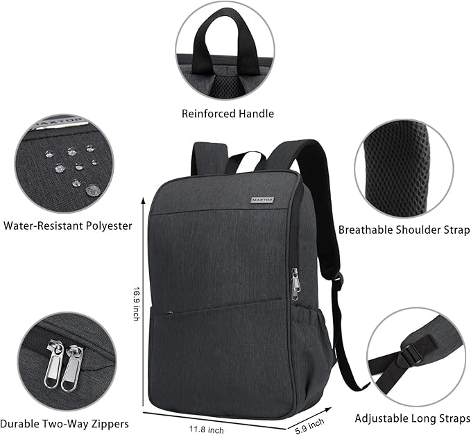 MAXTOP Laptop Backpack for Women Men College Bookbag Business Travel Backpack Water Resistant Computer Backpack with USB Charging Port Fits 15.6 Inch Laptop