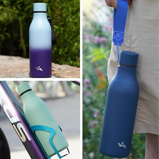 Insulated Water Bottle with Strap,18 oz Double Wall Stainless Steel Vacuum Bottles Metal Water Flask,Forest Green