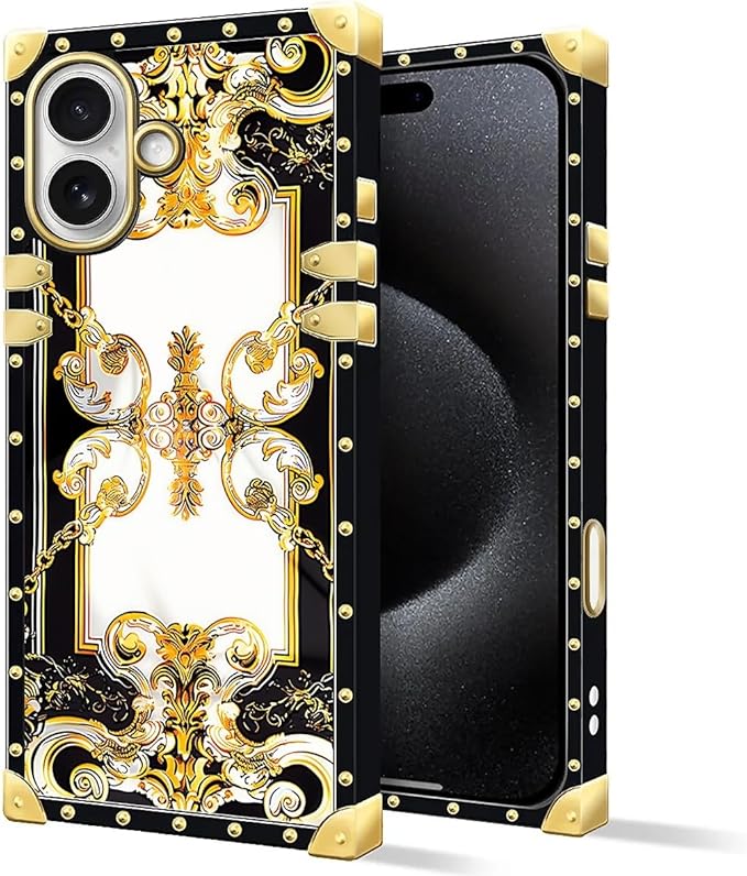 for iPhone 17 Case Luxury Golden Decoration for Girl Women Soft TPU Shockproof Protective Hard PC Back for iPhone 17 Crazy Pattern Gold Grain Flowers