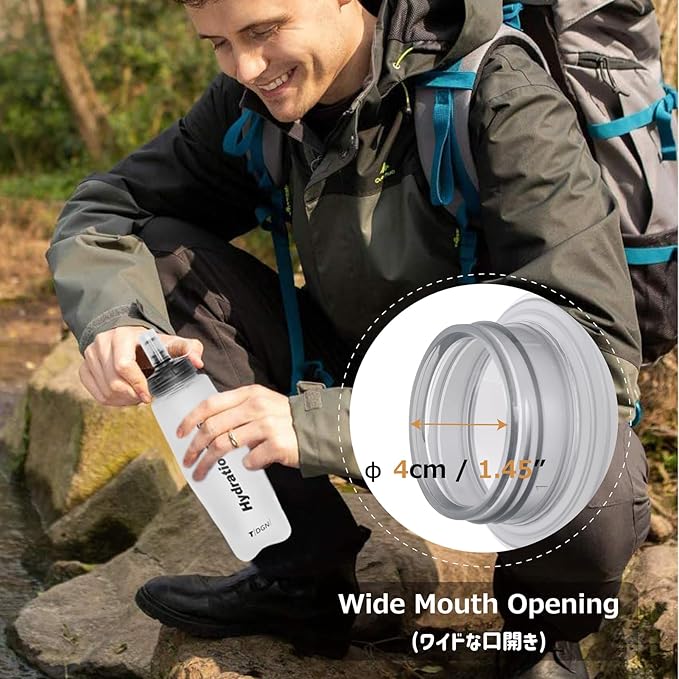 Azarxis TPU Soft Flask Collapsible Water Bottle Running Folding Gel Water Reservoir Handheld for Hydration Pack Hiking Cycling Climbing Jogging Marathon Trail Race