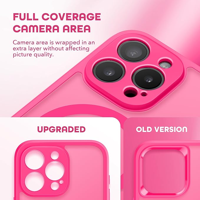 TIESZEN for iPhone 15 Pro Max Case, Compatible with MagSafe, Built-in Privacy Screen Protector and Camera Protection, Anti Spy Full Body Dustproof Shockproof Hard Phone Case 6.7", Hot Pink