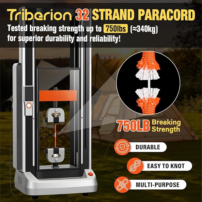 Paracord Rope 750 lb - 1000ft 5/32" Parachute Cord 4MM 12-Strand para Cord - Heavy Duty Spool String for Survival,Camping Gear, Survival Bracelet, Clothesline - Orange