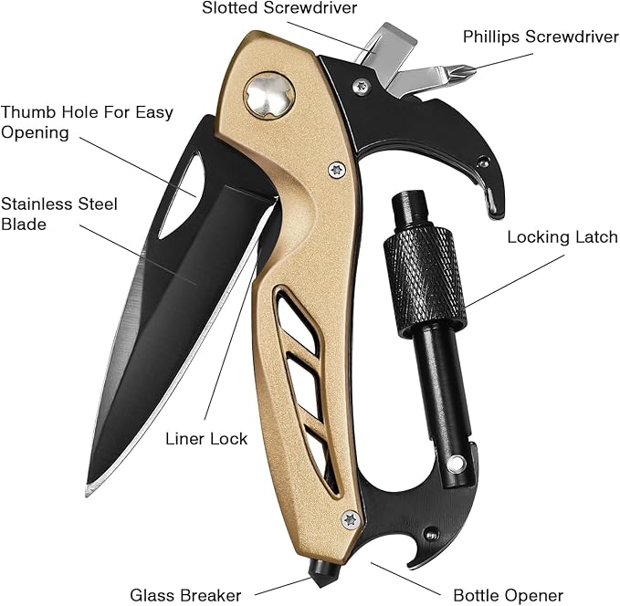 FUNBRO Multitool knife, Gift for Men (Gold)