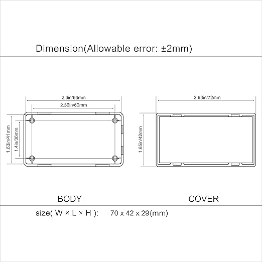 LeMotech Project Box 5 Pieces ABS Plastic Electrical Project Case Small Junction Box for Electronics White 2.75 x 1.77 x 1.14 inch (70 x 45 x 29 mm)