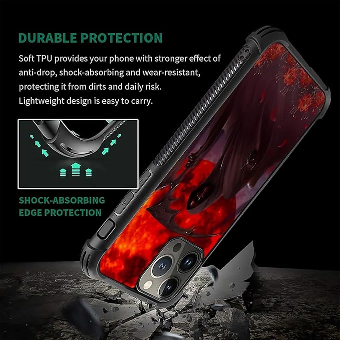 for iPhone 16 Pro Max Case, Death by The Red Moon Pattern Graphic Design Girl Boy Soft Silicone Hard Acrylic Shock Protection for iPhone 16 Pro Max