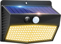 Peasur 1 Pack Solar Motion Lights Outdoor, Solar Security Light with 3 Modes, IP65 Waterproof Flood Lights Outside for Camping Garden Patio Garage Backyard, Warm