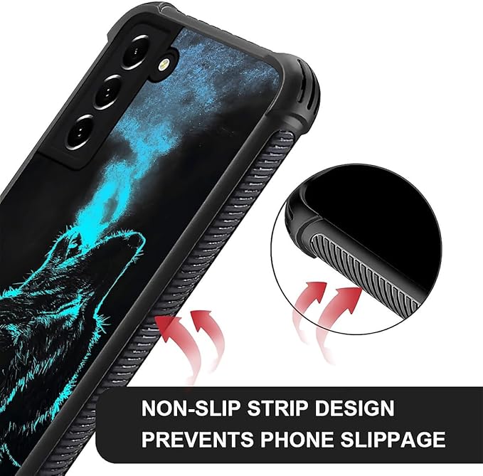 for Samsung Galaxy S21 Plus Case, Blue Breathing Wolf Pattern Graphic Design Girl Boy Soft Silicone Hard Acrylic Shock Protection for Samsung Galaxy S21 Plus