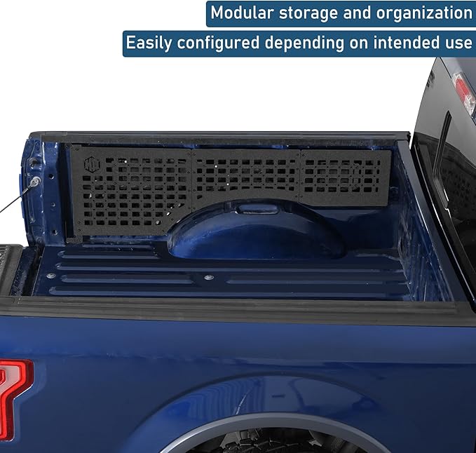 Hooke Road F150 Side Truck Bed MOLLE Panels Cargo Rack for 2015-2026 Ford F-150 5.5FT, Modular Bed Side Storage for Tools, Gear & Overlanding, No-Drill Bolt-On - 1 Pair